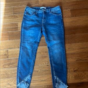 KanCan Distressed Hem Blue Ankle Jeans womens